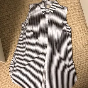 Sleeveless J Crew Navy and White Striped Blouse